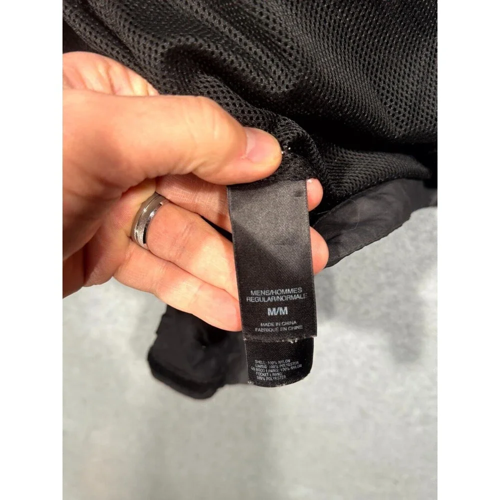The North Face Windbreaker Jacket Men's Medium Black Mesh‎ Lined Hooded Full Zip